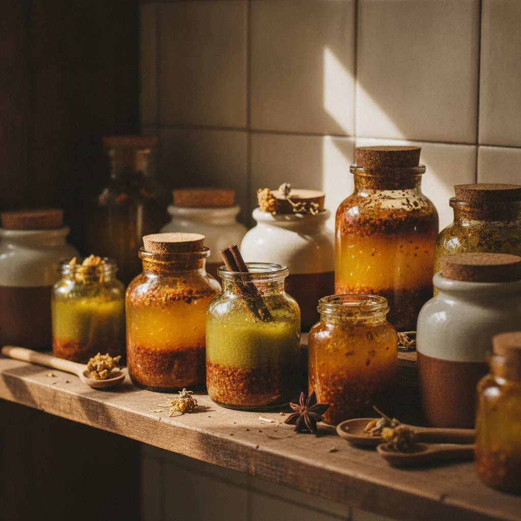 Small jars of DIY beauty blends